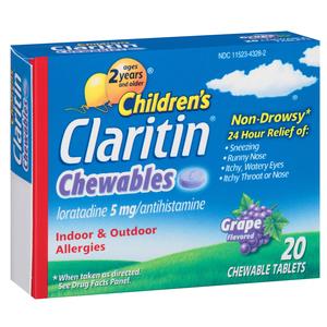 Picture of Bayer Healthcare MER80657 Claritin Childrens Chewable Tablets&#44; 20 Count