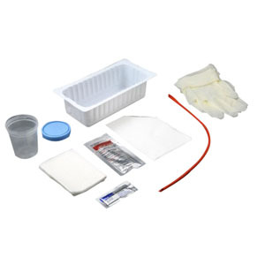Picture of Amsino International MKAS87114 14 fr Rubber Urethral Catheter Tray, Red