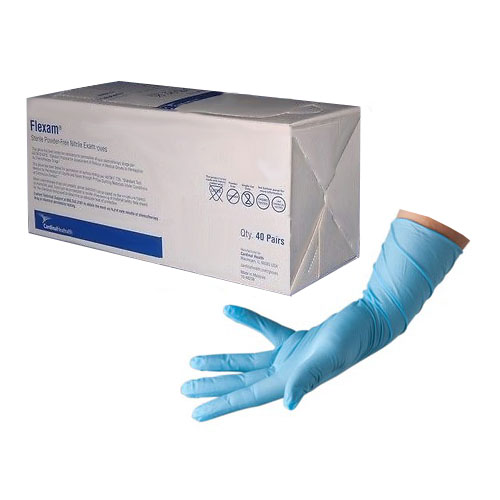 Picture of Cardinal Health 55N8833 Sterile Flexam Nitrile Exam Gloves - Blue&#44; Extra Large