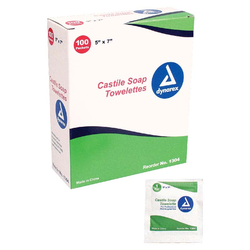 Dynarex DX1304 5 x 7 in. Castile Soap Towelette