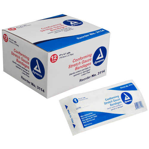 Dynarex DX3114 4 in. x 4 yards Stretch Guaze Bandage