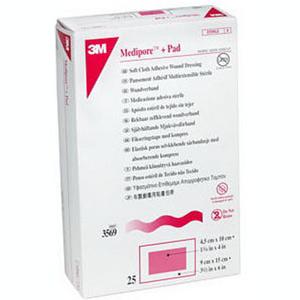 883569 Medipore Plus Pad Soft Cloth Adhesive Dressing, 3.50 x 6 in. - Pad Size 1.75 x 4 in.
