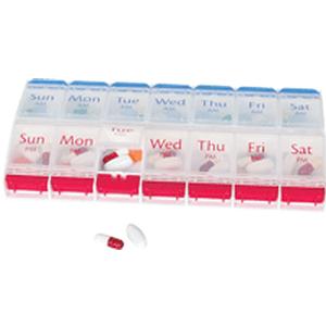 AY67585 1-Day AM & PM Push Button Pill Reminder, 4.50 x 8.75 in. - Extra-Large
