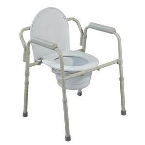 Drive Medical FG11125KD2 K.D. Deluxe Steel Drop-Arm Commode, Grey