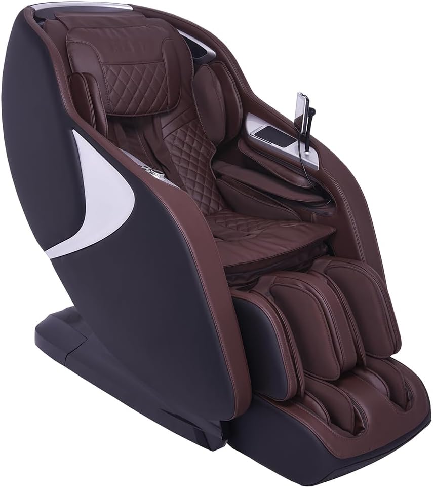 187001415 Joubu M880 4D Massage Chair with Zero Gravity Recliner, Premium Bluetooth Speakers & Triple Foot Rollers - Black & Dark Brown