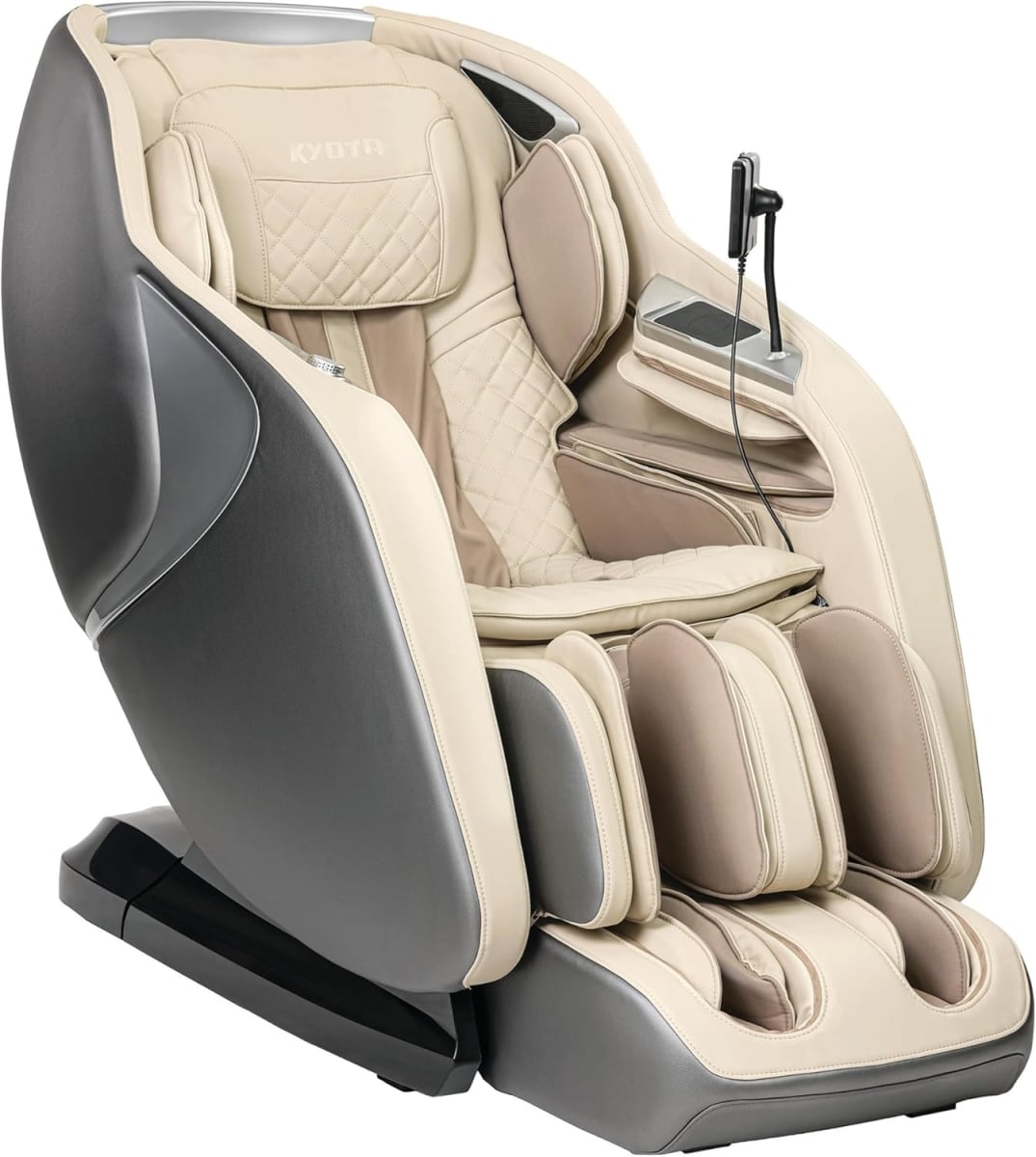 187005215 Joubu M880 4D Massage Chair with Zero Gravity Recliner, Premium Bluetooth Speakers & Triple Foot Rollers - Gray & Tan