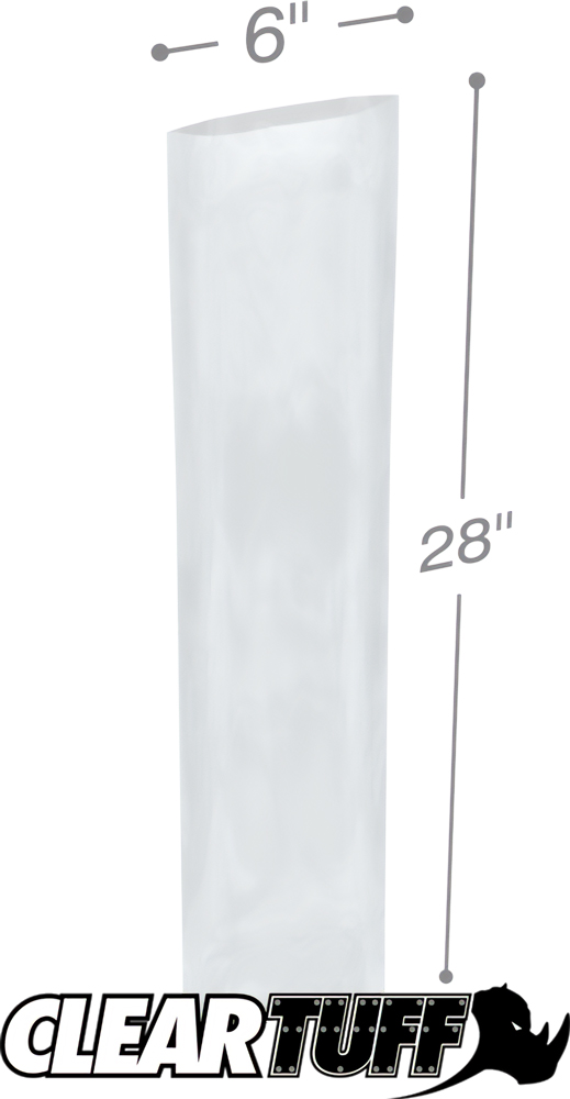 PB20628 6 x 28 in. 2 mil Flat Poly Bags - Pack of 1000