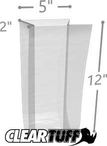 GB0050212 5 x 2 x 12 in. 1 Mil Clear Gusseted Poly Bags - Case of 1000