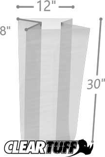 GB0120830 12 x 8 x 30 in. 1 Mil Clear Gusseted Poly Bags - Case of 1000