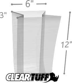 GB2060312 6 x 3 x 12 in. 2 Mil Clear Gusseted Poly Bags - Case of 1000