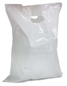 Picture of International Plastics MB-H-15W 12 x 15 in. White Die Cut Handle Merchandise Bags - Case of 1000