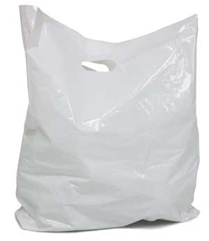 Picture of International Plastics MB-H-16W 16 x 4 x 22.5 in. White Die Cut Handle Merchandise Bags - Case of 500