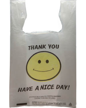 Picture of International Plastics MB-T-22SM 0.16 White HD with Smiley Face Thank You Shopping Bags - Case of 800