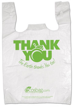 Picture of International Plastics MB-T-24TK-BIO 11.5 x 6.5 x 21 in. White Thank You Bag - Case of 1000