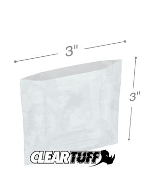 3 x 3 in. Clear Poly Bags, 0.00125 Gauge - Case of 1000