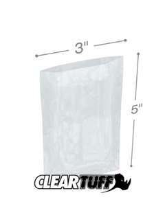 PB10305 3 x 5 in. Clear Poly Bags, 0.00125 Gauge - Case of 1000