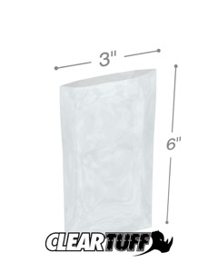 3 x 6 in. Clear Poly Bags, 0.00125 Gauge - Case of 1000