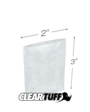 PB20203 2 x 3 in. Clear Poly Bags, 0.002 Gauge - Case of 1000