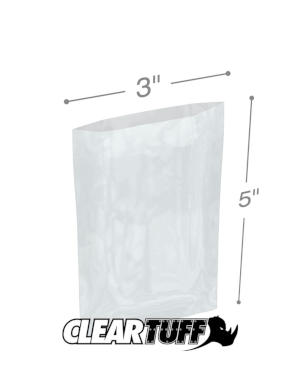 PB20305 3 x 5 in. Clear Poly Bags, 0.002 Gauge - Case of 1000