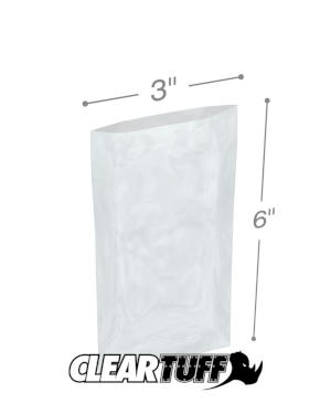PB20306 3 x 6 in. Clear Poly Bags, 0.002 Gauge - Case of 1000