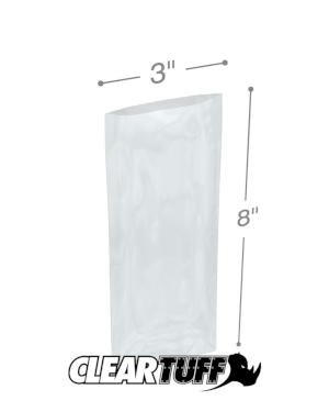 3 x 8 in. Clear Poly Bags, 0.002 Gauge - Case of 1000