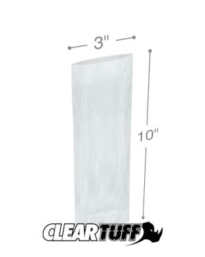3 x 10 in. Clear Poly Bags, 0.002 Gauge - Case of 1000