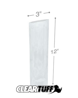 PB20312 3 x 12 in. Clear Poly Bags, 0.002 Gauge - Case of 1000