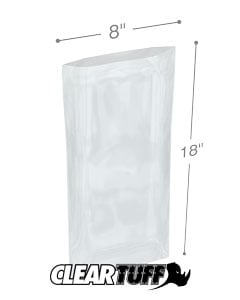PB20818 8 x 18 in. Clear Poly Bags, 0.002 Gauge - Case of 1000