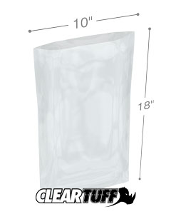 PB21018 10 x 18 in. Clear Poly Bags, 0.002 Gauge - Case of 1000