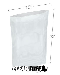 PB21220 12 x 20 in. Clear Poly Bags, 0.002 Gauge - Case of 1000