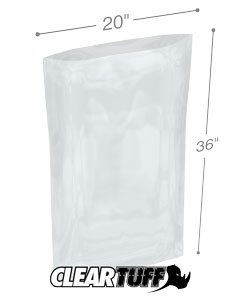 PB22036 20 x 36 in. Clear Poly Bags, 0.002 Gauge - Case of 250
