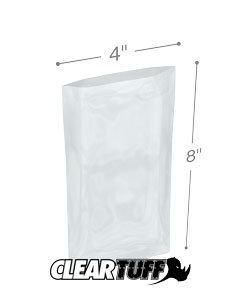 PB30408 4 x 8 in. Clear Poly Bags, 0.003 Gauge - Case of 1000