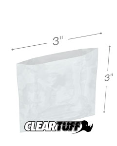 PB40303 3 x 3 in. Clear Poly Bags, 0.004 Gauge - Case of 1000