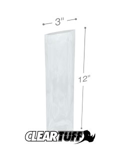 3 x 12 in. Clear Poly Bags, 0.004 Gauge - Case of 1000