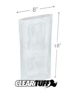 PB40818 8 x 18 in. Clear Poly Bags, 0.004 Gauge - Case of 1000