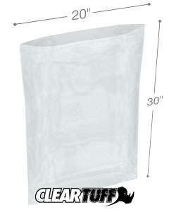 PB42030 20 x 30 in. Clear Poly Bags, 0.004 Gauge - Case of 250