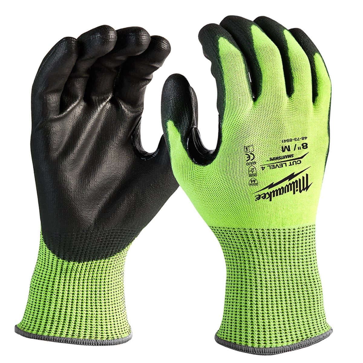 Milwaukee High Visibility Cut Level 4 Polyurethane Dipped - Size M - 48-73-8941