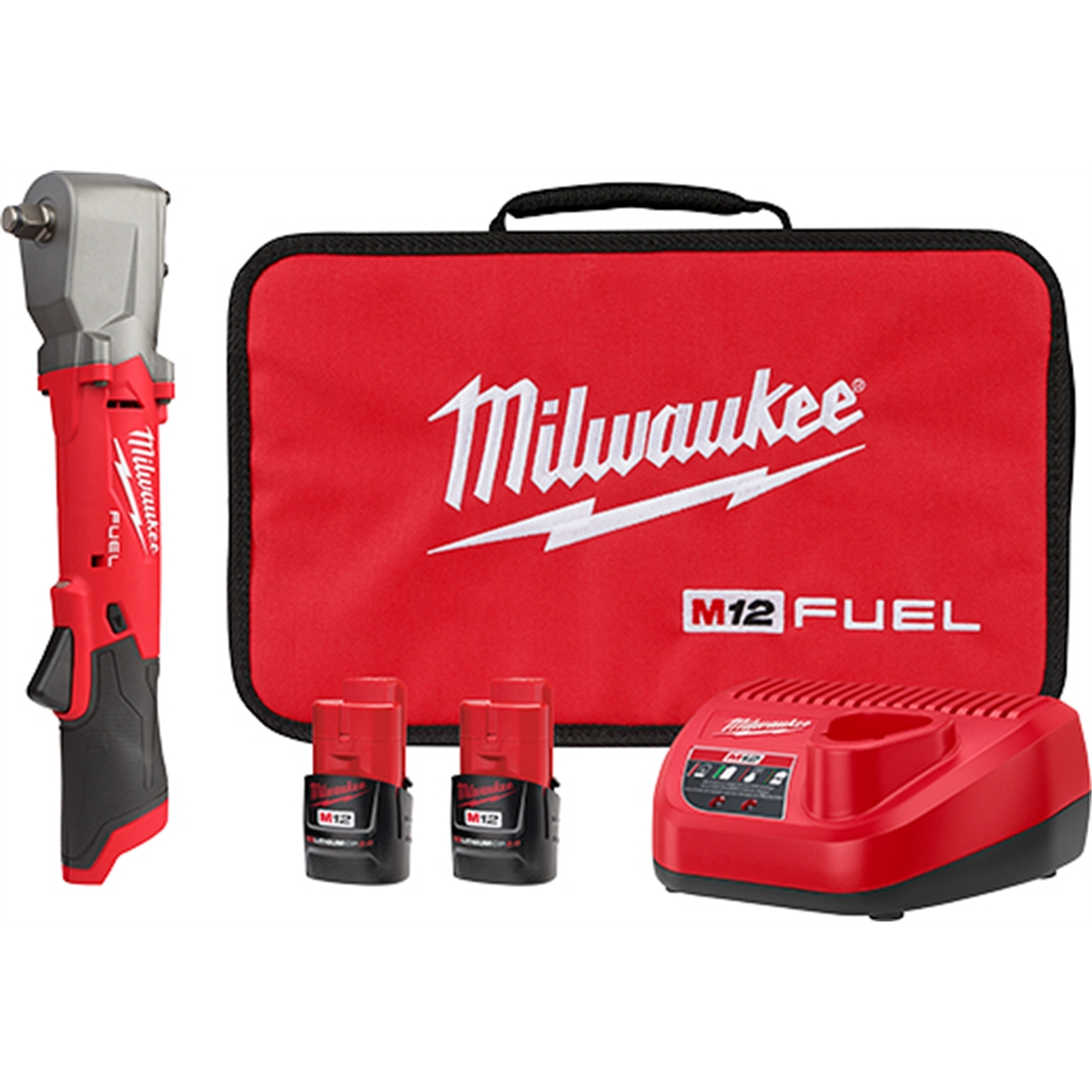 Tools MLW 0.5 in. M12 Fuel Right Angle Impact Wrench Kit - Milwaukee 2565-22