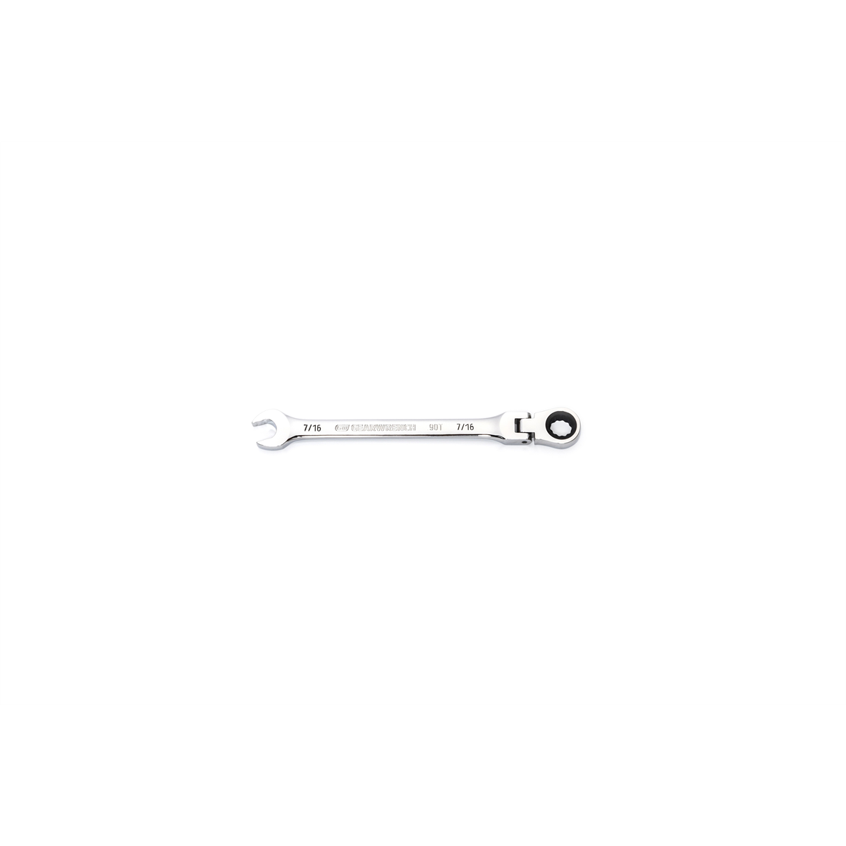 KDT86744 7-16 in. 90T 12 Point Flex-Head Combination Ratcheting Wrench