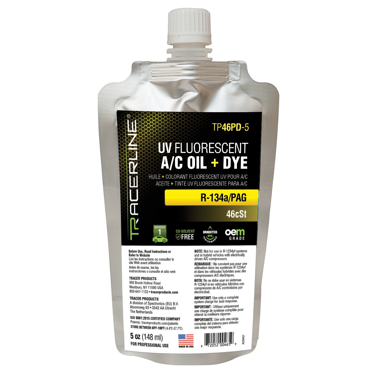 TRATP46PD-5 1X5 oz A&C PAG 46 Casters Lube Flourescent Dye