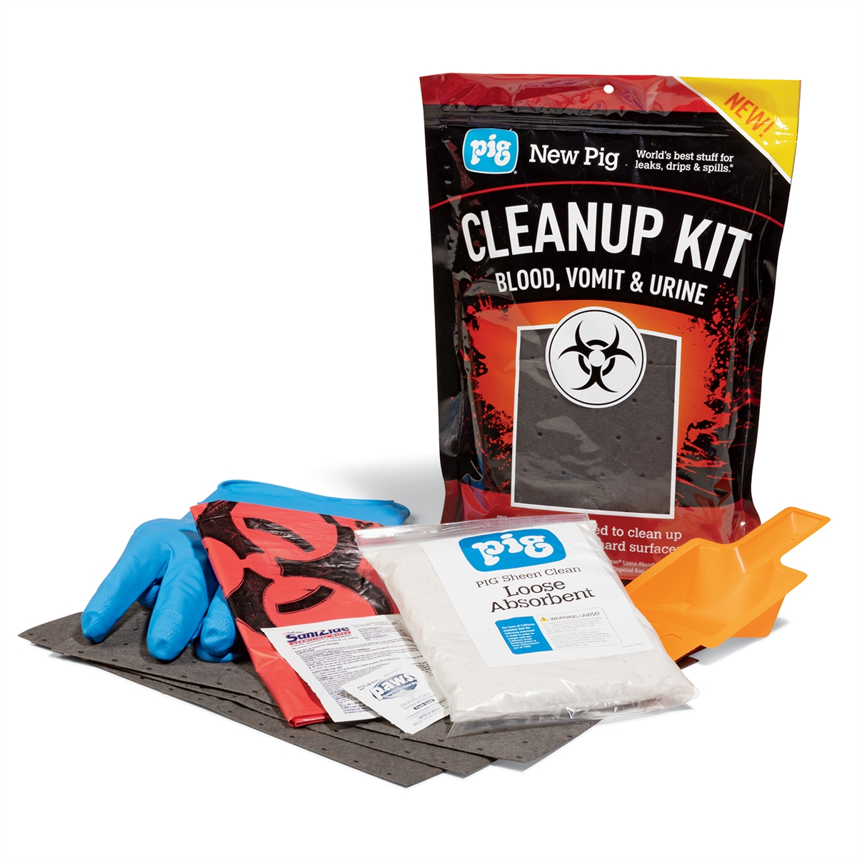 Spill Kit, 18 oz Volume Absorbed per Kit, Not Applicable Capacity, Bag, Red