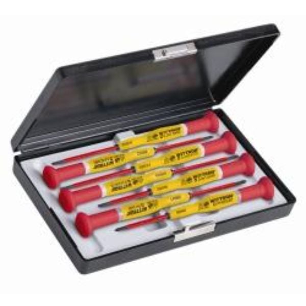 Insulated Precision Screwdriver Set, Slotted/Phillips Tip, Ergonomic Grip, 7-Piece