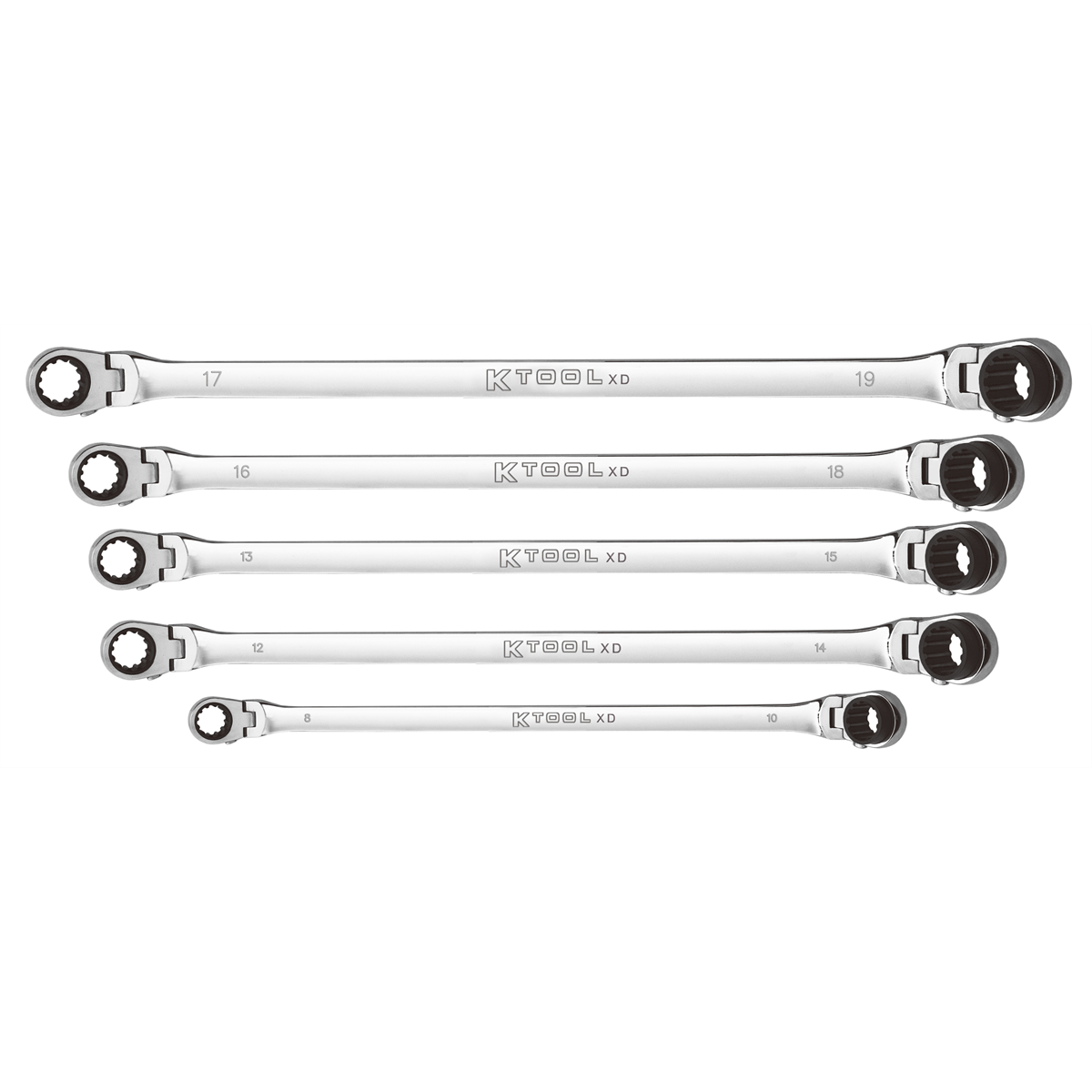 Metric 120 Tooth Double Flex Ratcheting Wrench Set - 5 Piece