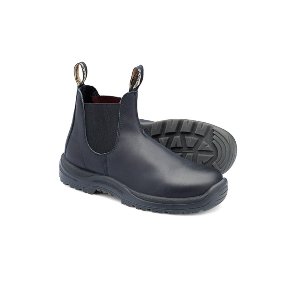 BLU179-130 Steel Toe Slip-On Elastic Side Boots with Kick Guard, Black - Size 14