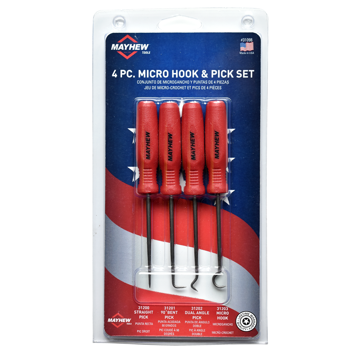 MAY31098 Tools Micro Hook & Pick Set - 4 Piece