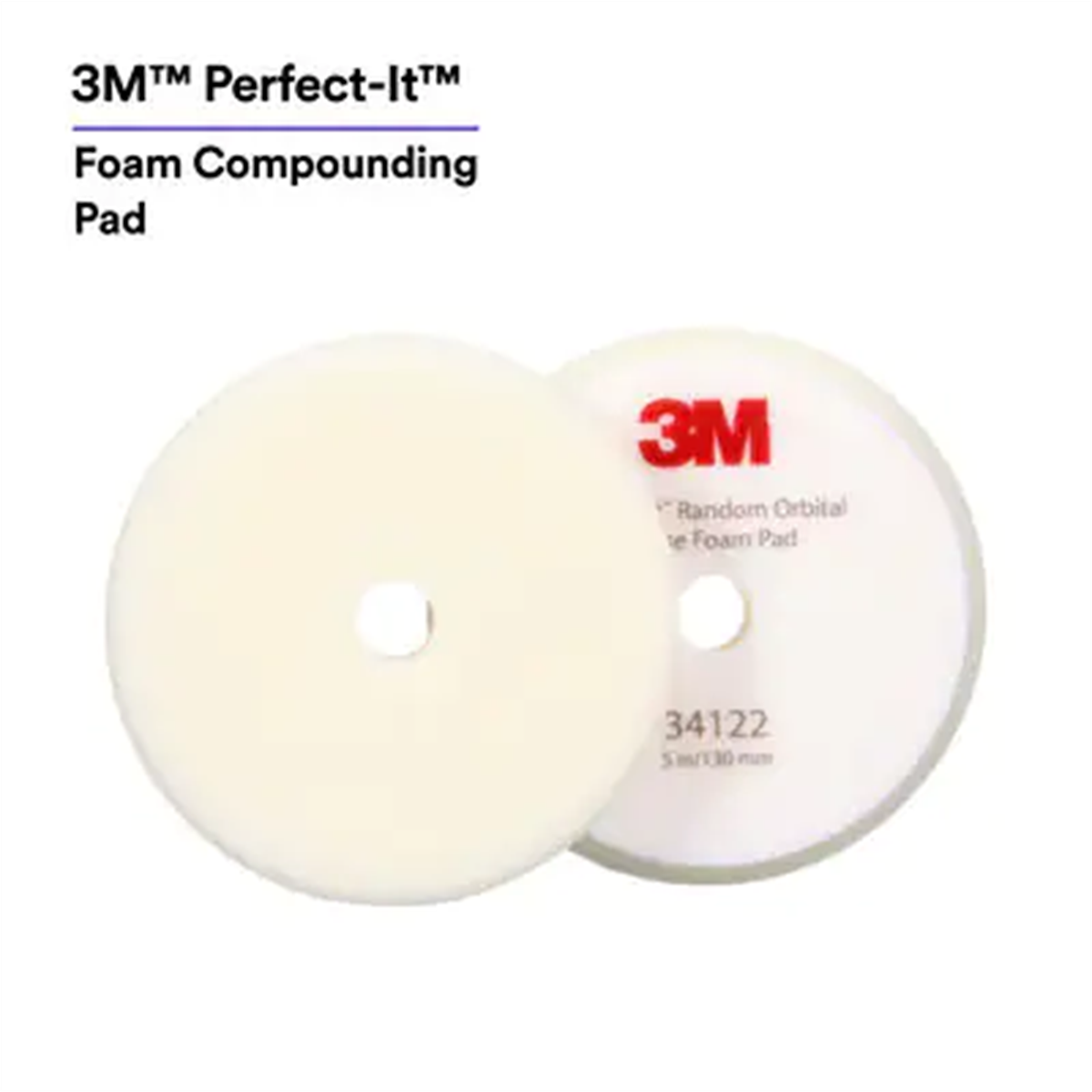 MMM34122 5 in. Perfect IT Random Orbital Foam Compounding Pad - White - Pack of 2