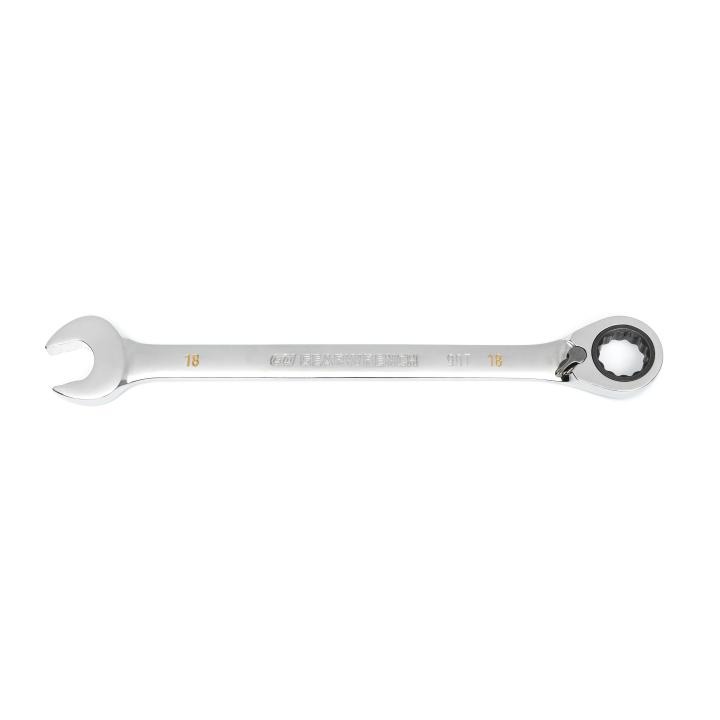 18 mm 90 Tooth Reversible Ratcheting Wrench Combo, Full Polish Chrome
