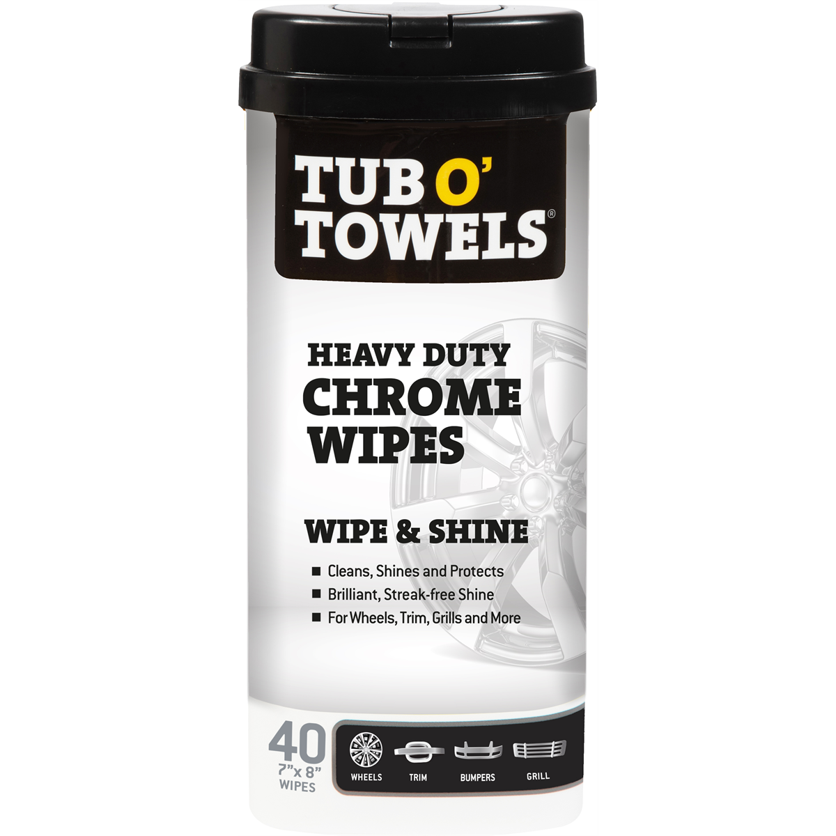 7 x 8 in. Towels Heavy Duty Chrome Wipes - 40 count