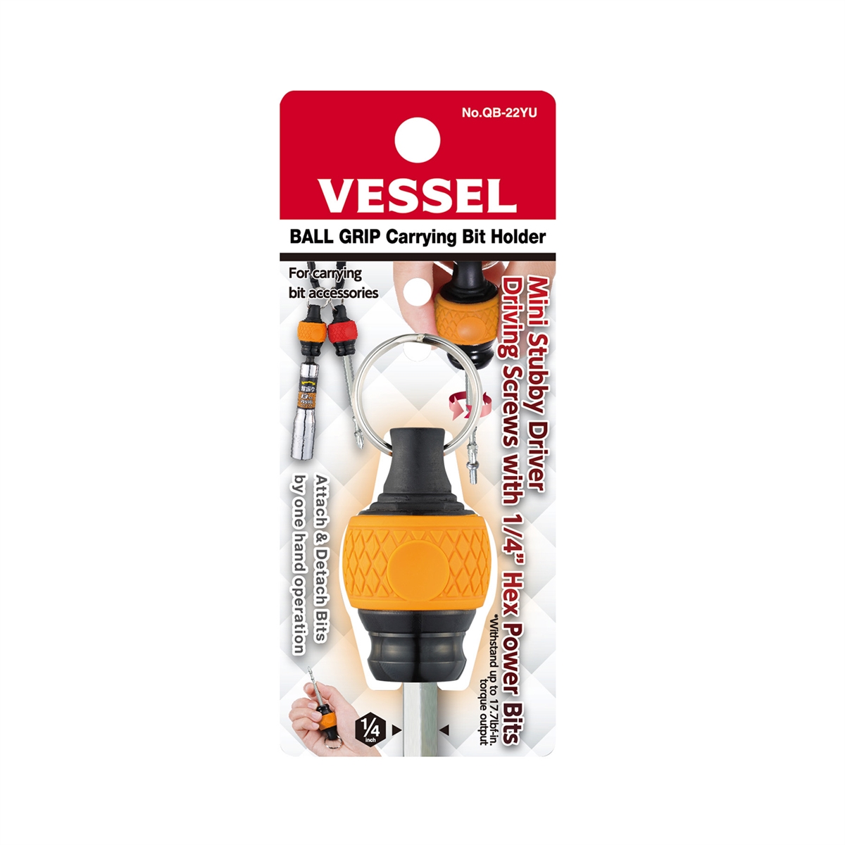 Vessel BALL GRIP Carrying Bit Holder - Orange (QB22YU)