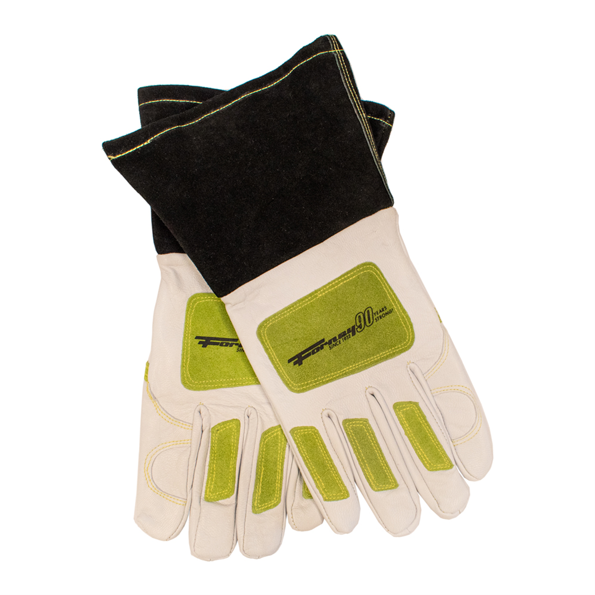 Mens Pro Multi-Purpose Goatskin Welding Gloves, White & Green - Extra Large